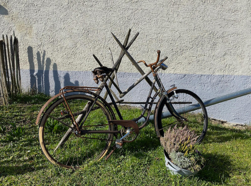 Fahrrad im Garten